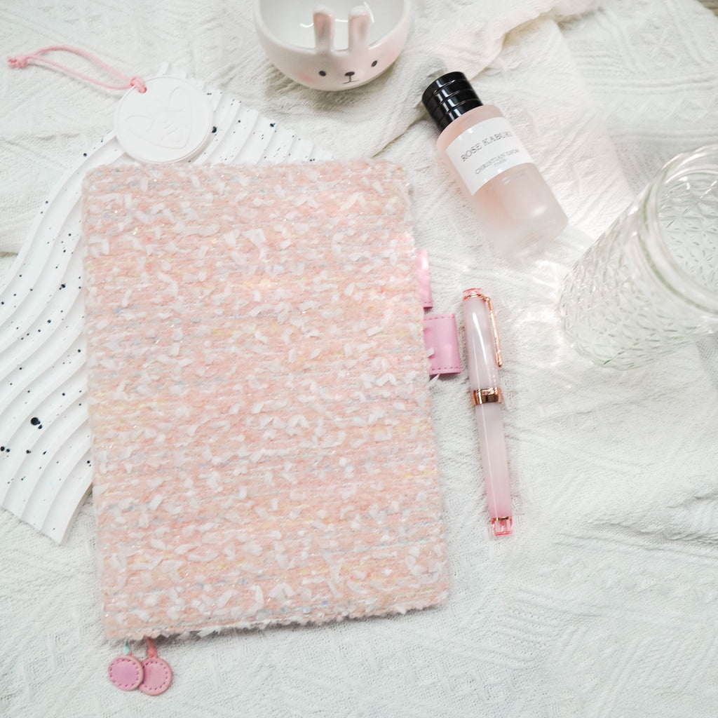 Planner Cover : Peach Tweed (Silver Accent) Fabric (A6 / Hobo Techo) // Pre Order