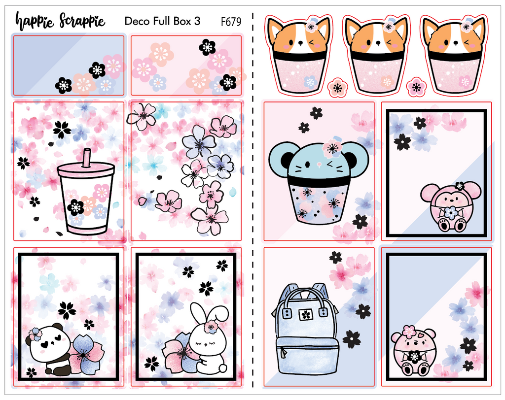 Sticker Kit - Cherry Blossom (Deco Full Boxes) - Foiled Stickers (F677/ F678/ F679)
