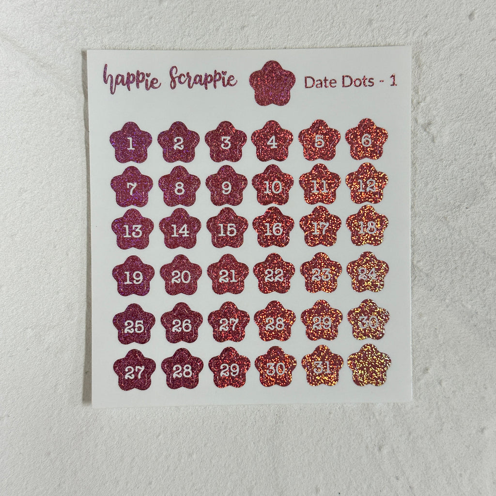 Mini Stickers : Date Numbers / Date Dots 1 (Stars)