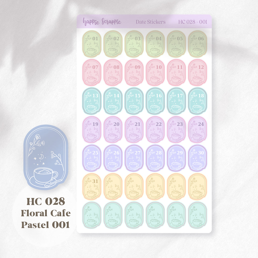 Date Sticker : Floral Cafe // HC028