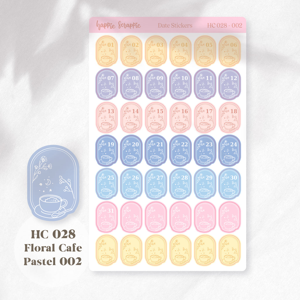 Date Sticker : Floral Cafe // HC028