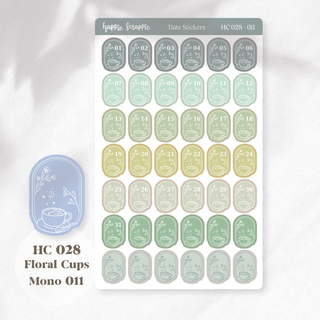 Date Sticker : Floral Cafe // HC028