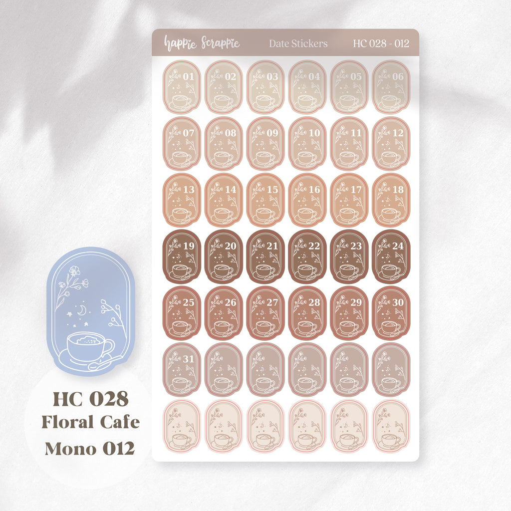 Date Sticker : Floral Cafe // HC028