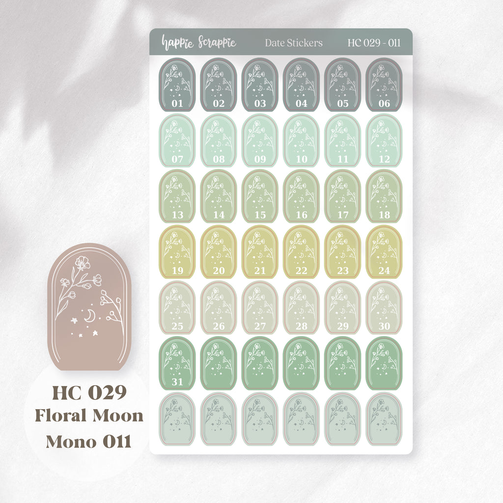 Date Sticker : Floral Moon // HC029