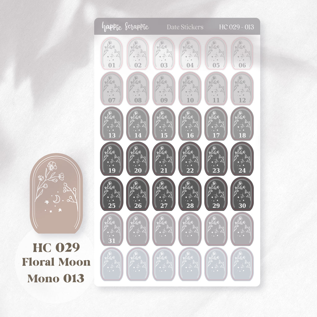 Date Sticker : Floral Moon // HC029