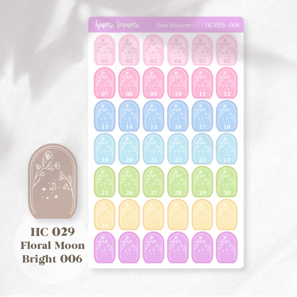 Date Sticker : Floral Moon // HC029