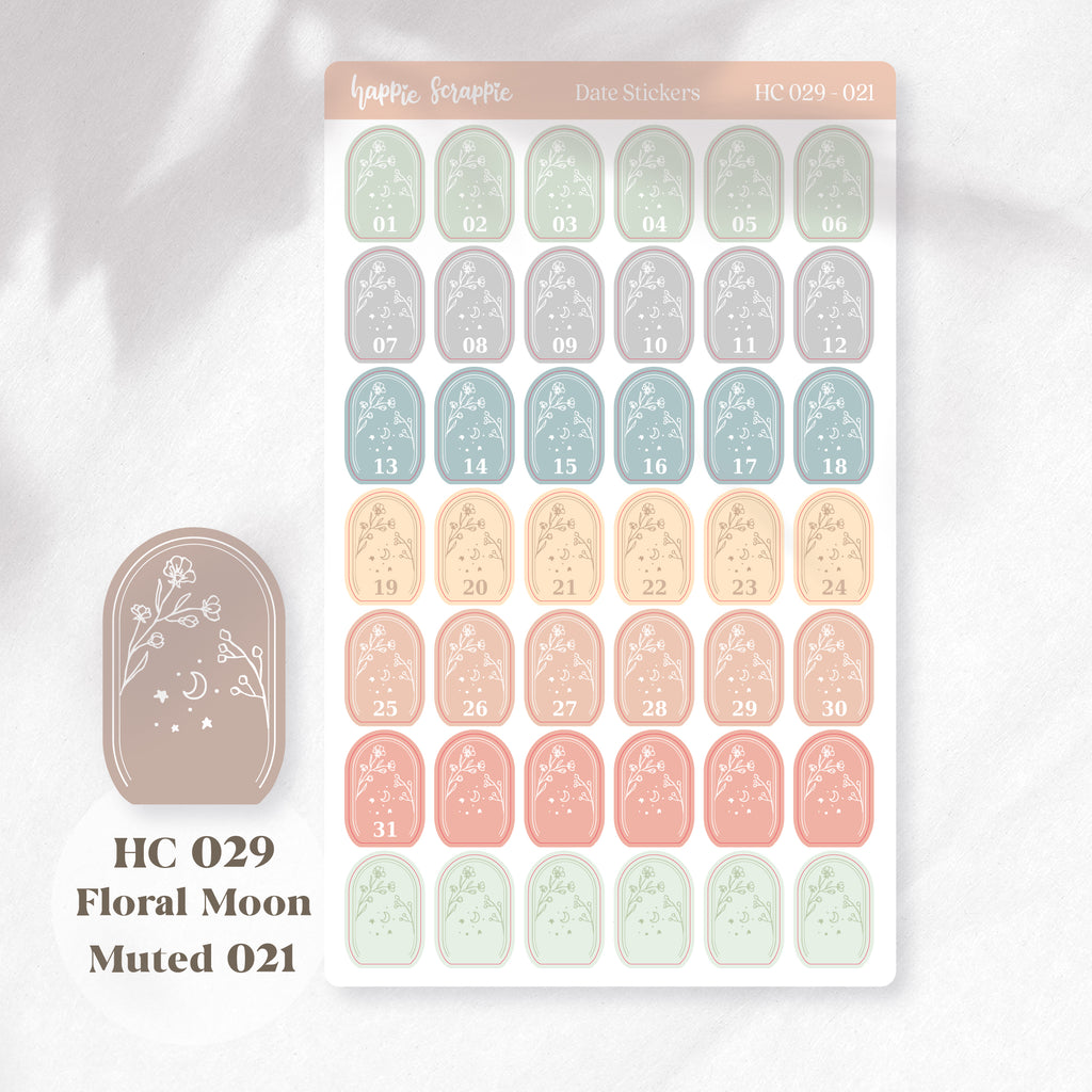 Date Sticker : Floral Moon // HC029