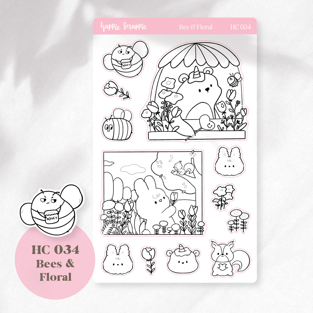Deco Sticker : Bees & Floral // HC034