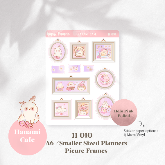 Quarter Sticker : Hanami Cafe // Holo Pink Foiled (H003 - H011)