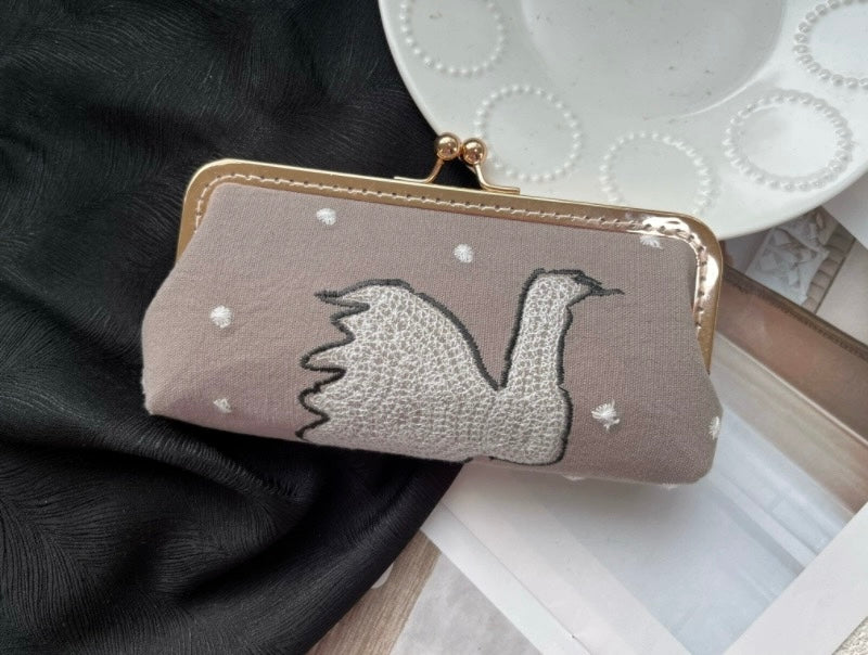 Pen Pouch : Fabric Clasp Pouch / Swan Embroidery Designs // Pre Order