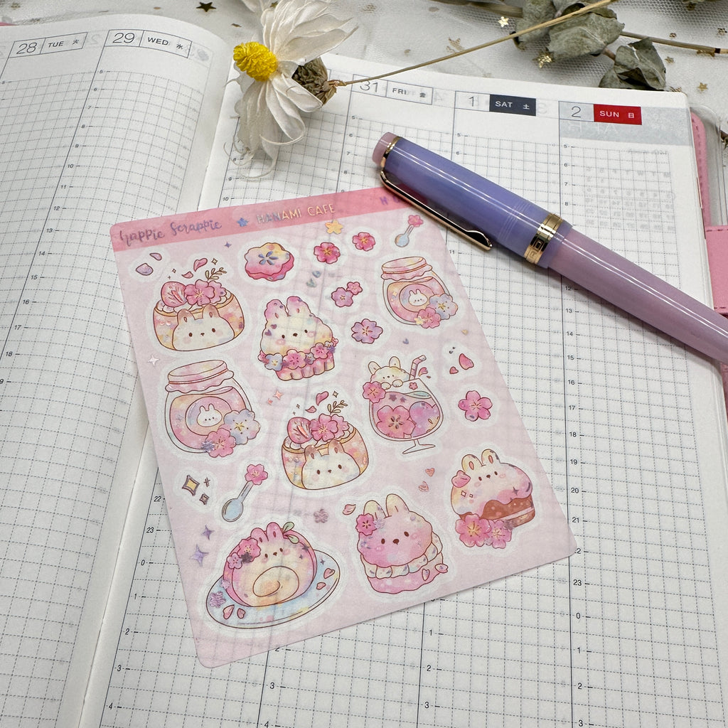 Washi Sticker : Hanami Cafe // Holo Pink Foiled