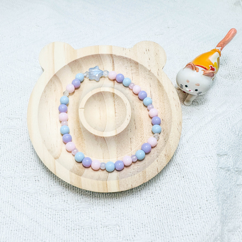 Bracelets :  Colorful Handmade Beaded Bracelets by Alyssa & Ivan (Blue & Lilac / Bunny 🐰 & Cute Paw  🐾)