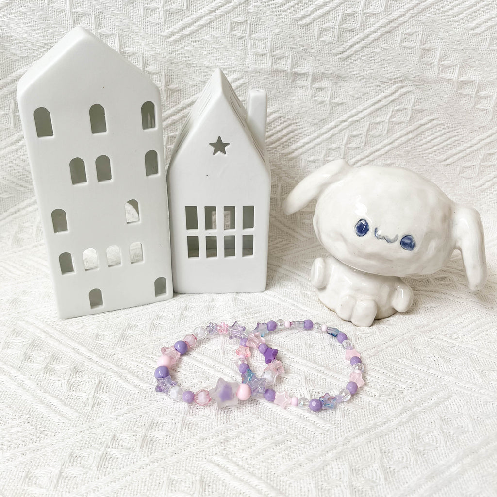 Bracelets :  Colorful Handmade Beaded Bracelets by Alyssa & Ivan (Pink & Lilac Star 🌟)