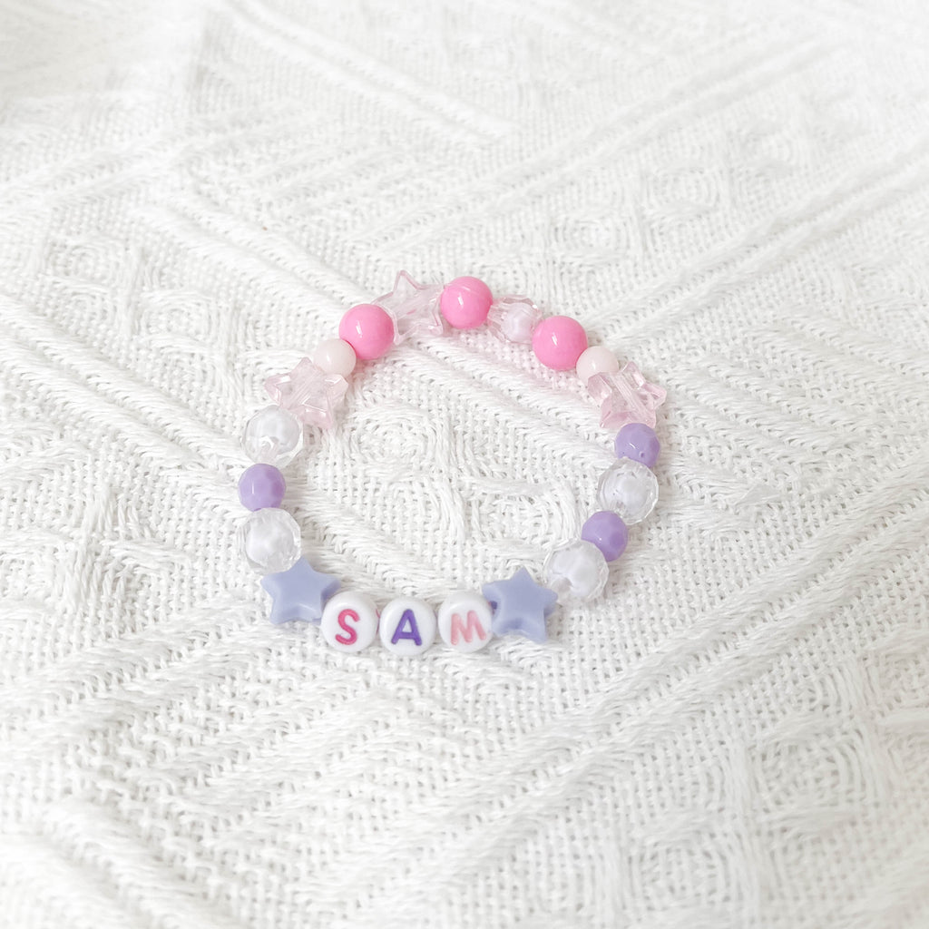 Bracelets :  Colorful Handmade Beaded Bracelets by Alyssa & Ivan (Pink & Lilac Star 🌟)