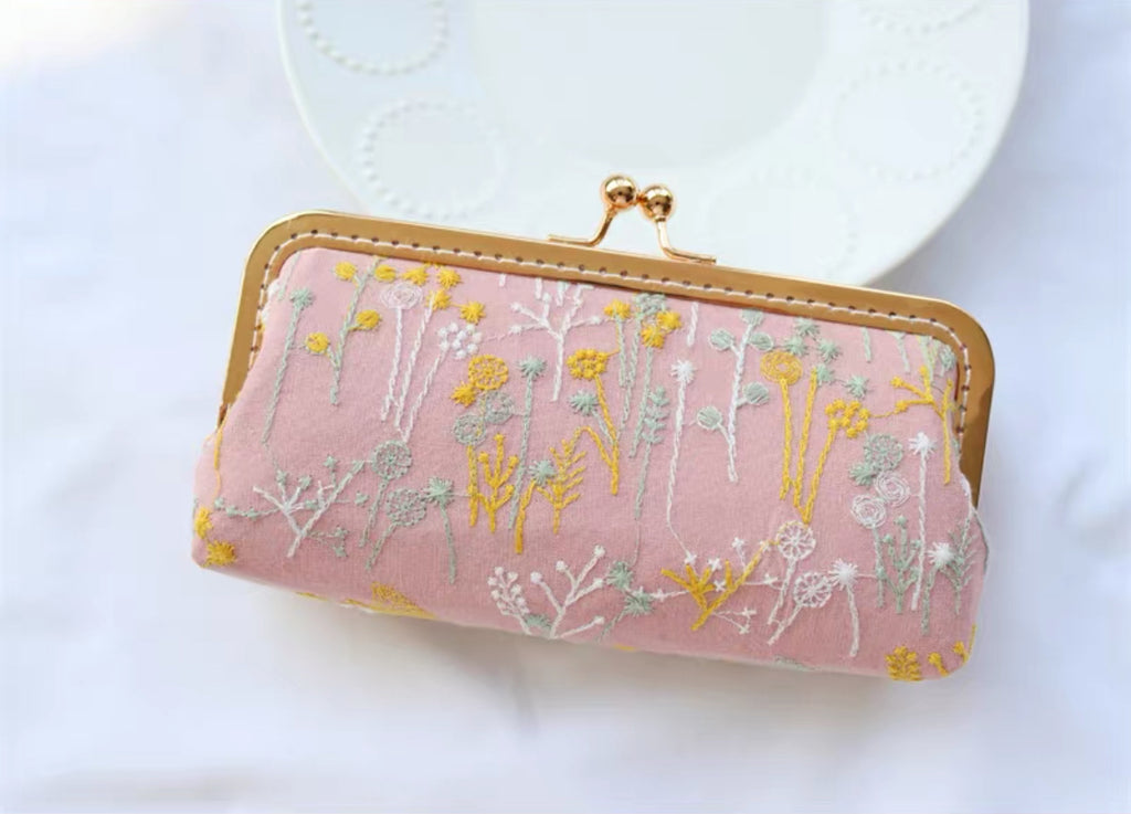 Pen Pouch : Fabric Clasp Pouch / Dear Floral & Bunny Embroidery Designs // Pre Order