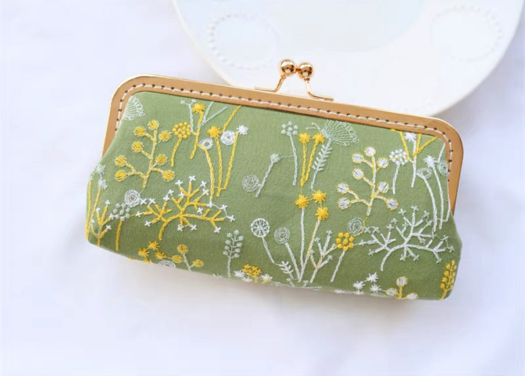 Pen Pouch : Fabric Clasp Pouch / Dear Floral & Bunny Embroidery Designs // Pre Order