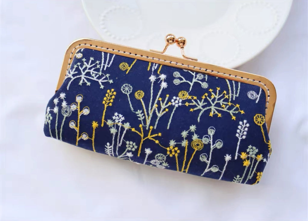 Pen Pouch : Fabric Clasp Pouch / Dear Floral & Bunny Embroidery Designs // Pre Order