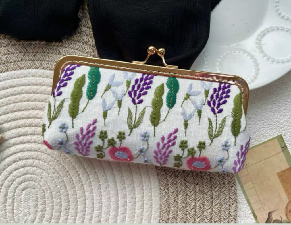 Pen Pouch : Fabric Clasp Pouch / Floral Embroidery Designs // Pre Order