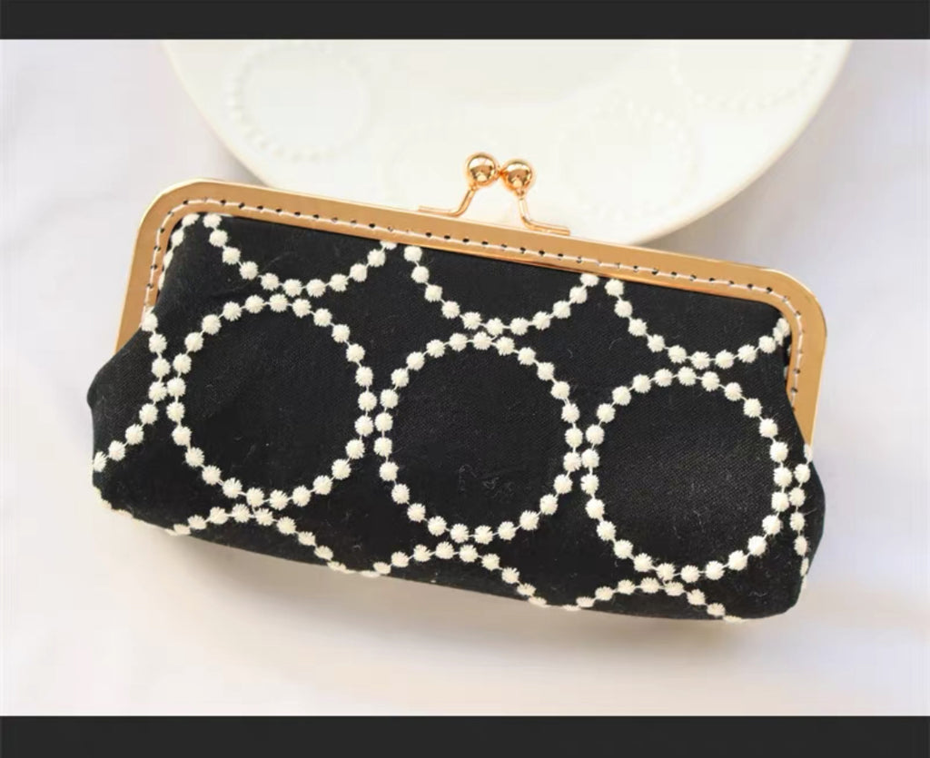 Pen Pouch : Fabric Clasp Pouch / Circle & Tambourine Designs // Pre Order