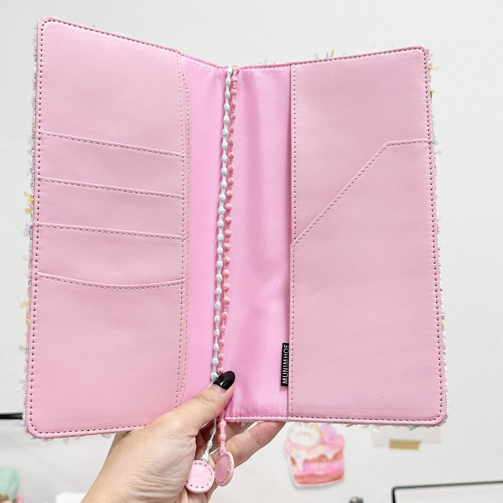 Planner Cover : Muted Pink /Off White Bunny Embroidery Fabric(TN Standard) // Pre Order