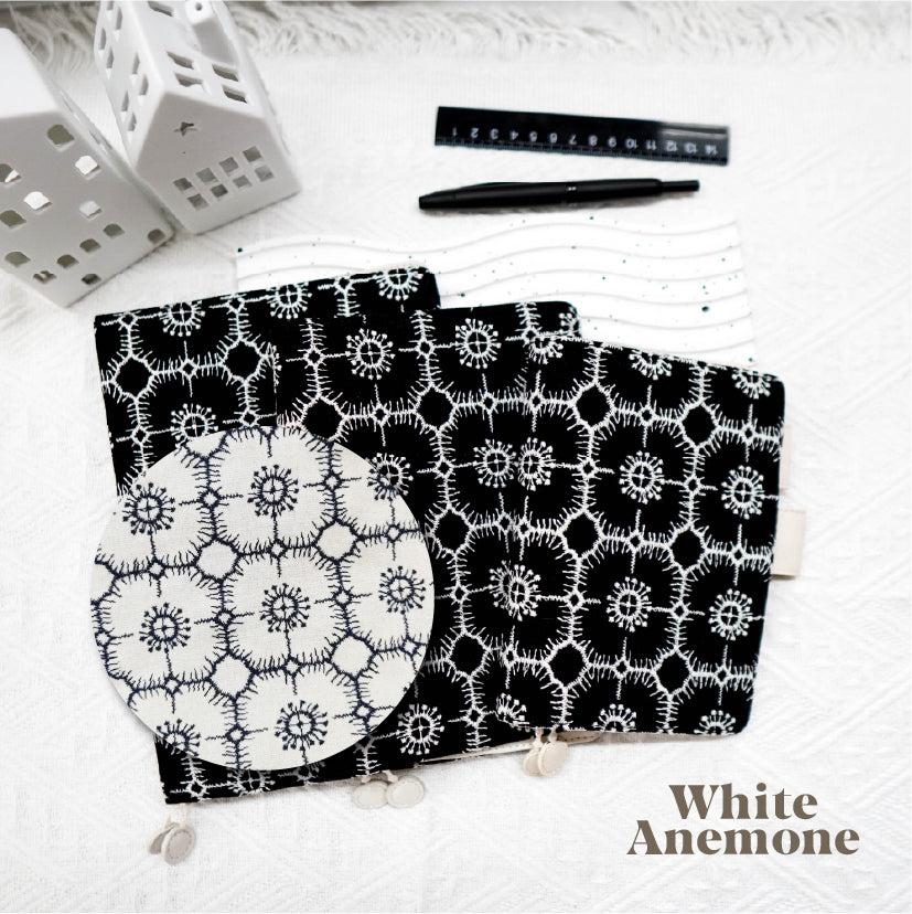 Planner Cover : White Anemone Fabric (A5 / Hobo Cousin) // Pre Order