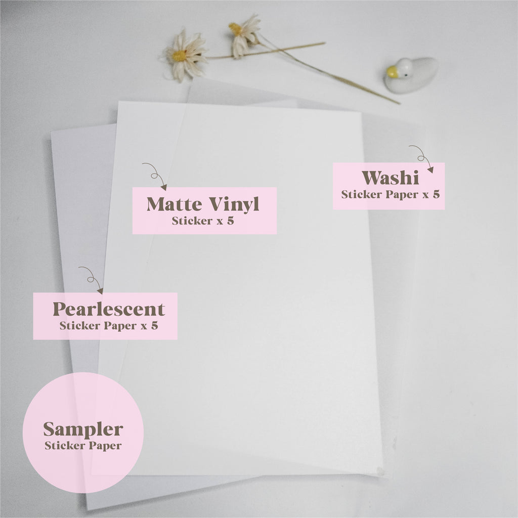 Supplies / Sticker Paper : Sampler Pack  // 3 Types x 5 Sheets