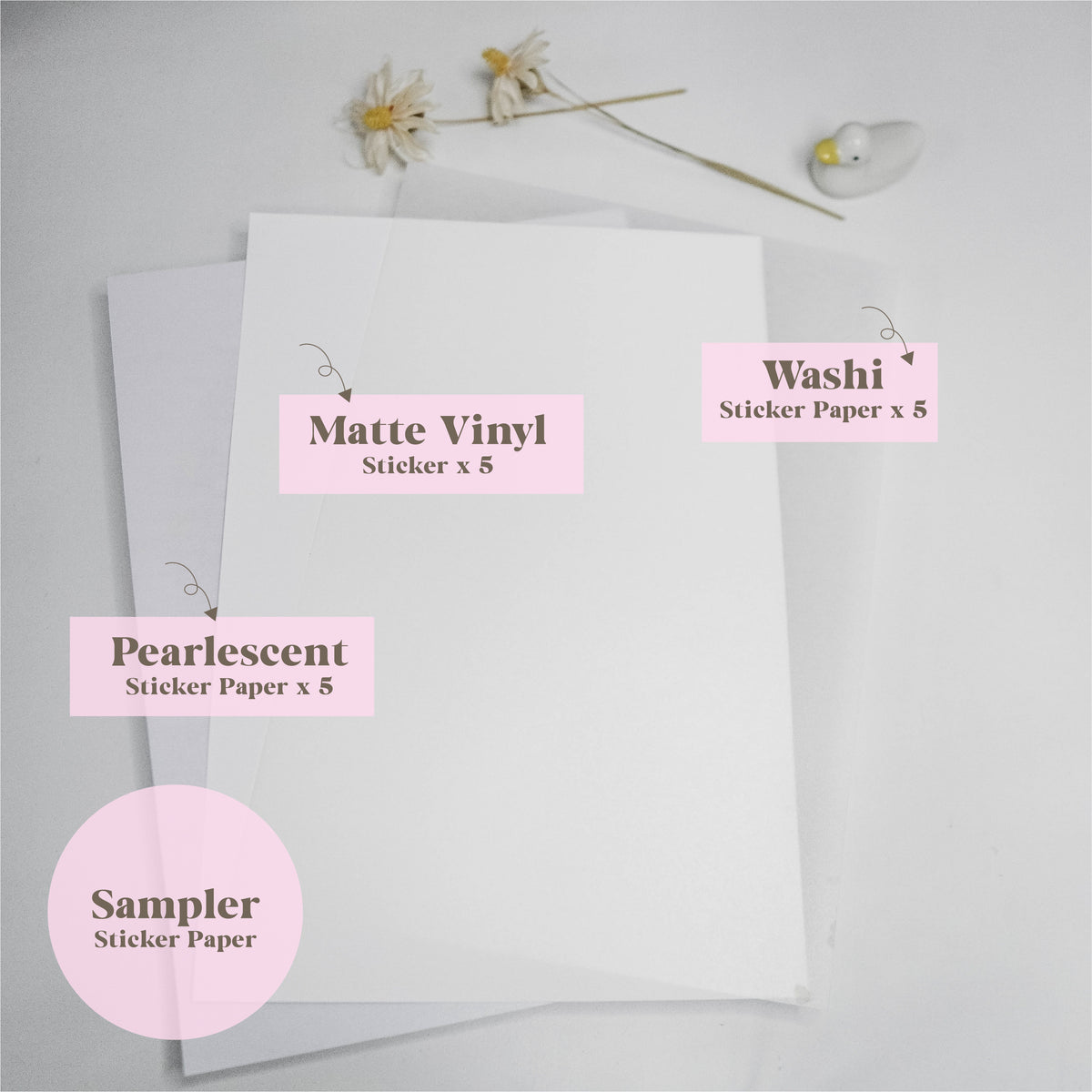 Supplies / Sticker Paper : Sampler Pack // 3 Types x 5 Sheets ...