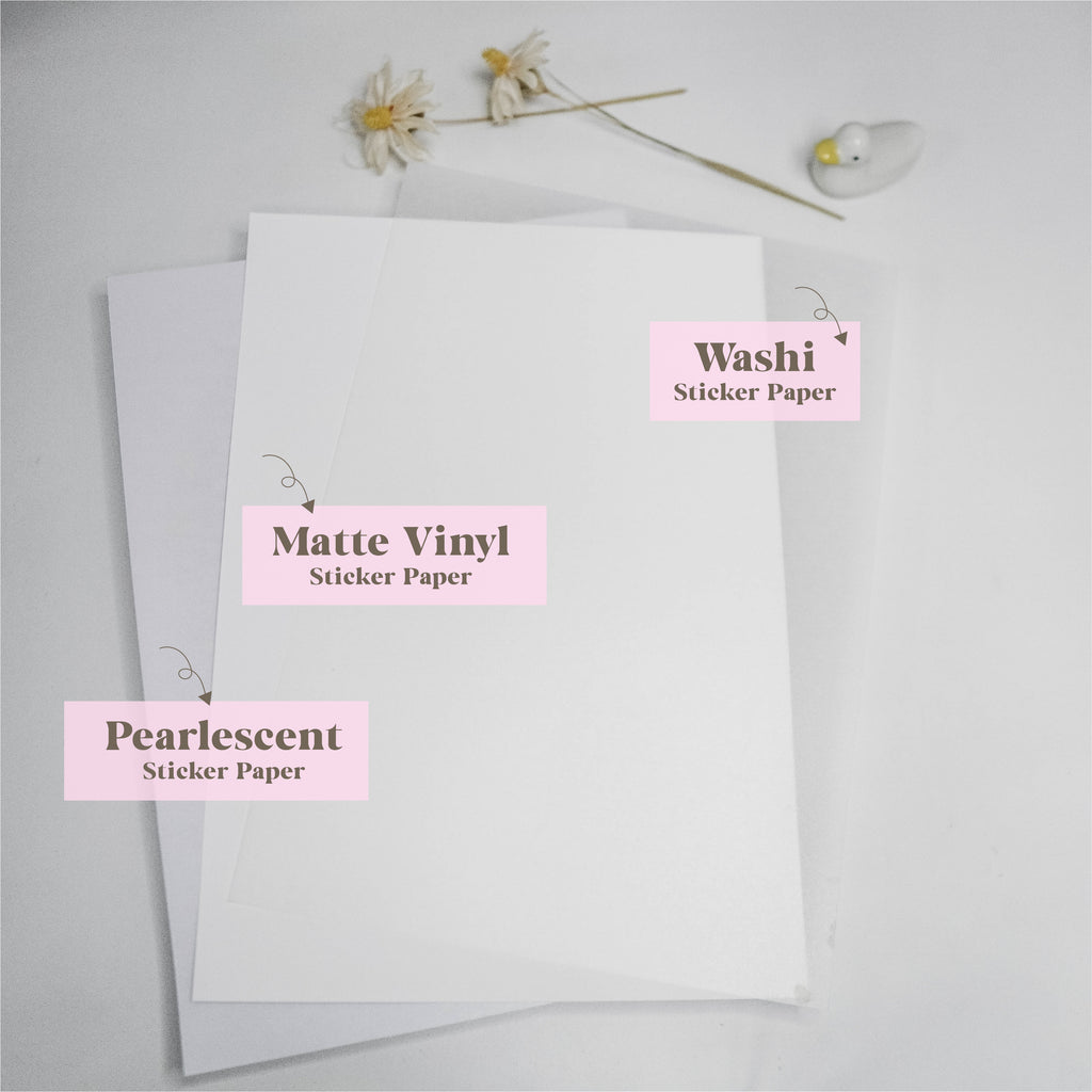 Supplies / Sticker Paper ticker Paper : Pearlescent Paper Sticker With Clear Backing // Pack of 20