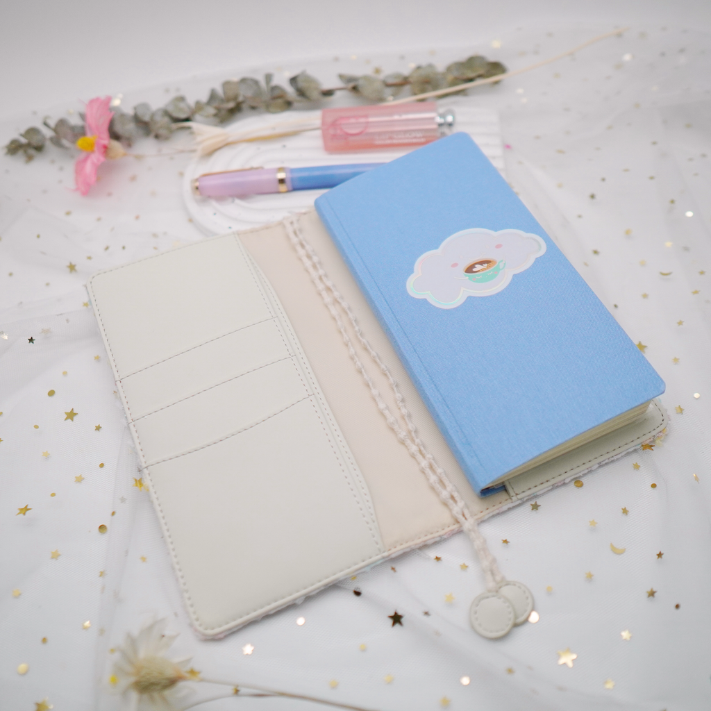 Planner Cover : Light Blue White Embroidery Fabric (Hobo Weeks) // Pre Order