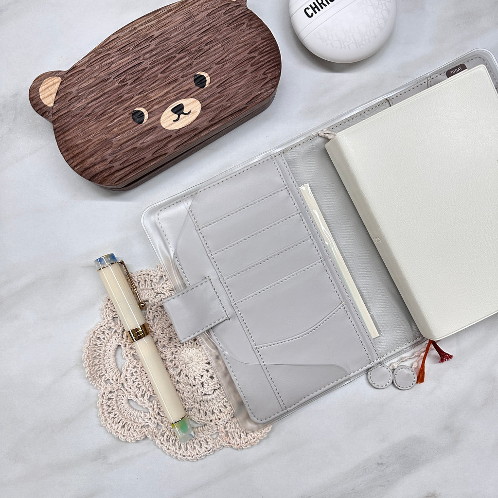 Planner Cover : Neutral / White Circle Embroidered Fabric (A6 / Hobo Techo) // Pre Order