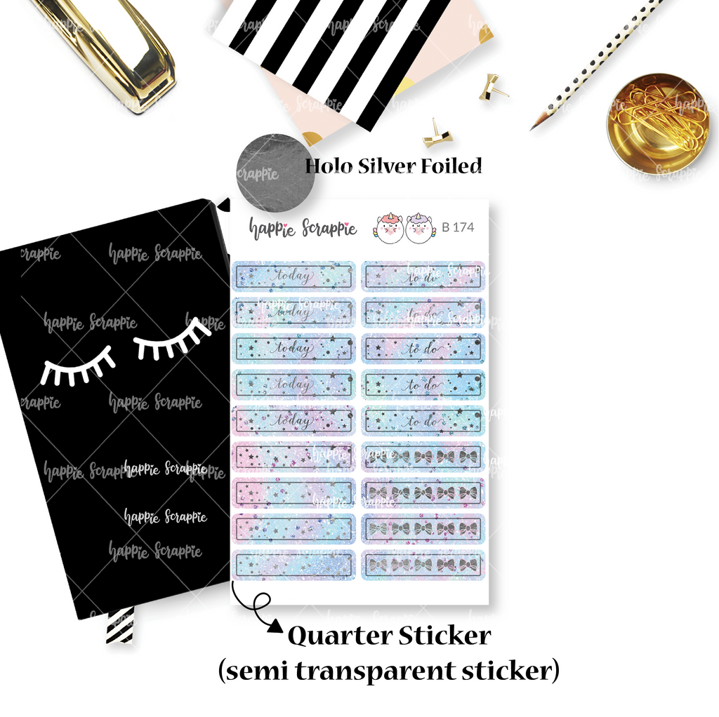 Planner Stickers : Magical Wishes - Holo Silver Foiled Header (B174)