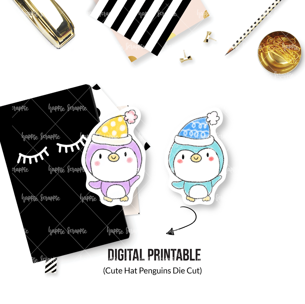 DIGITAL DOWNLOAD! - No Physical Product : Winter Hat Penguins