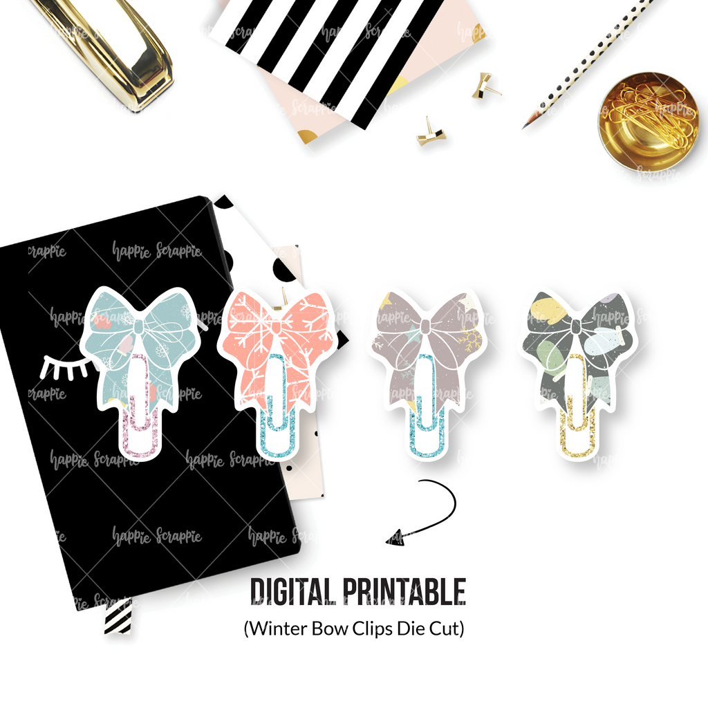 DIGITAL DOWNLOAD! - No Physical Product : Winter Bow Clips