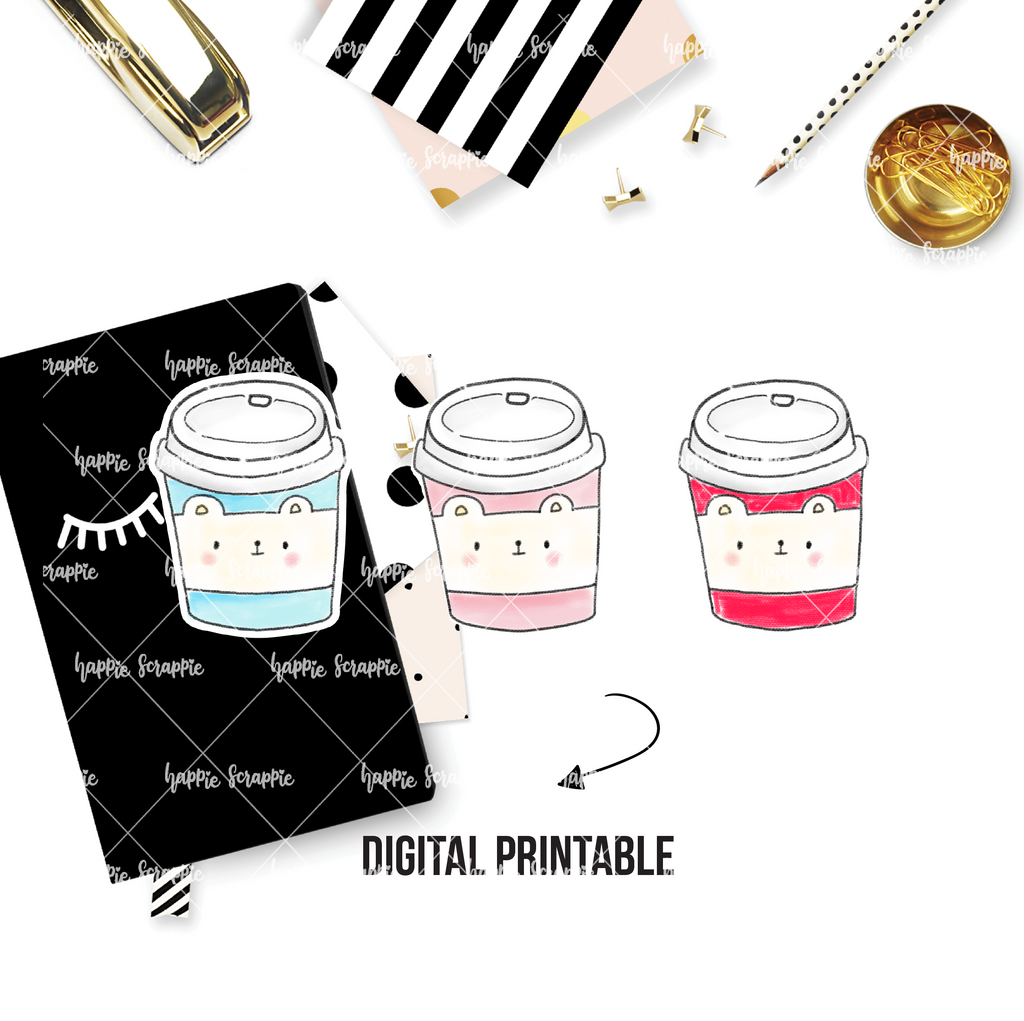 DIGITAL DOWNLOAD! - No Physical Product : Coffee Bear Cups / Tumbler