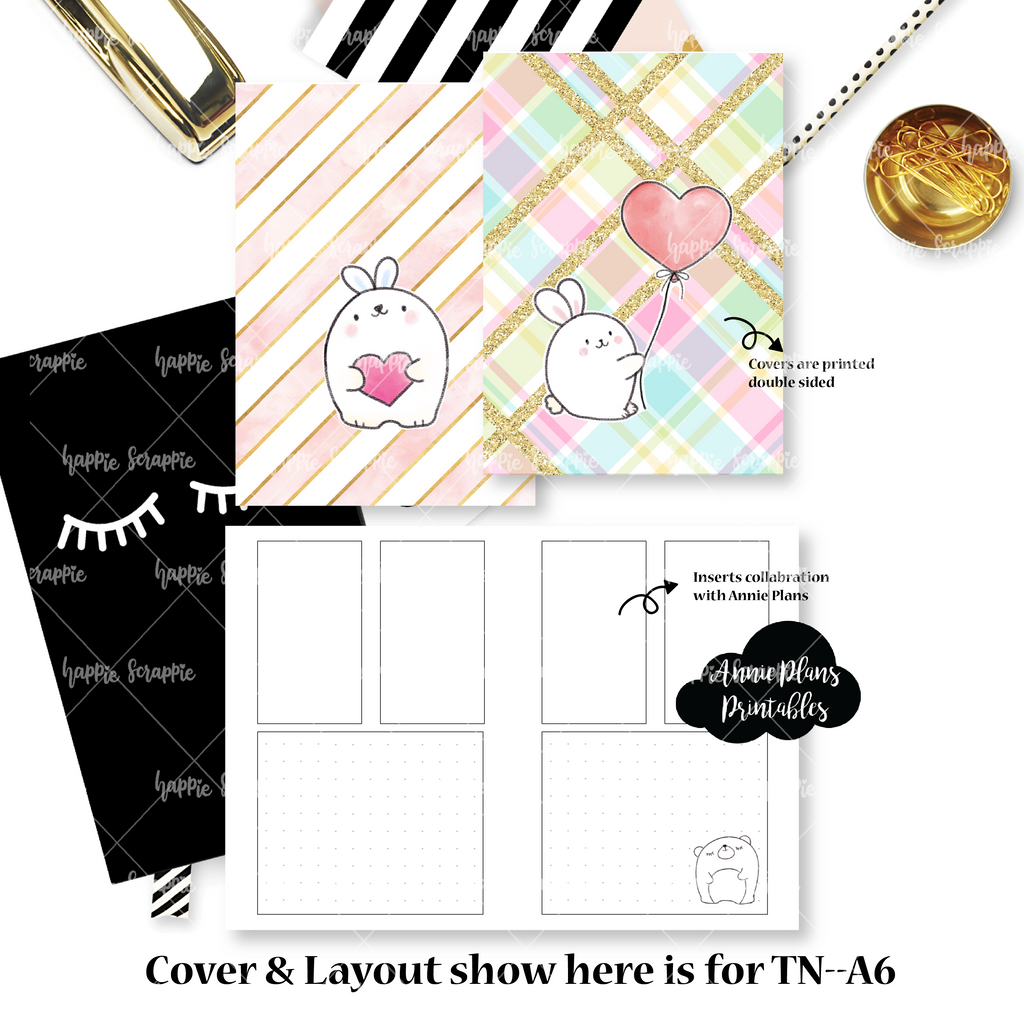 Travel Notebook (TN-A6) -X.O.X.O. (Vertical Weekly) + Date Covers - Collabs with Annie Plans Printables