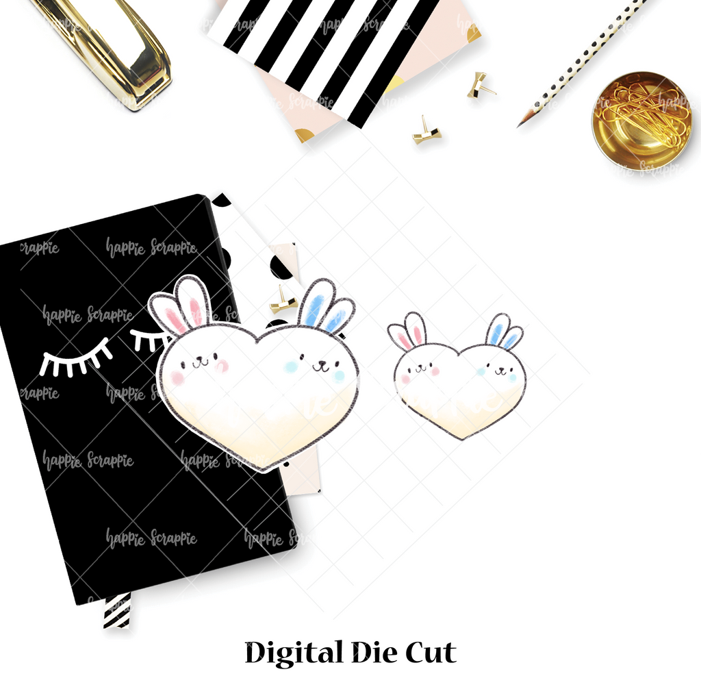 DIGITAL DOWNLOAD! - No Physical Product : Twin Heart Bunnies