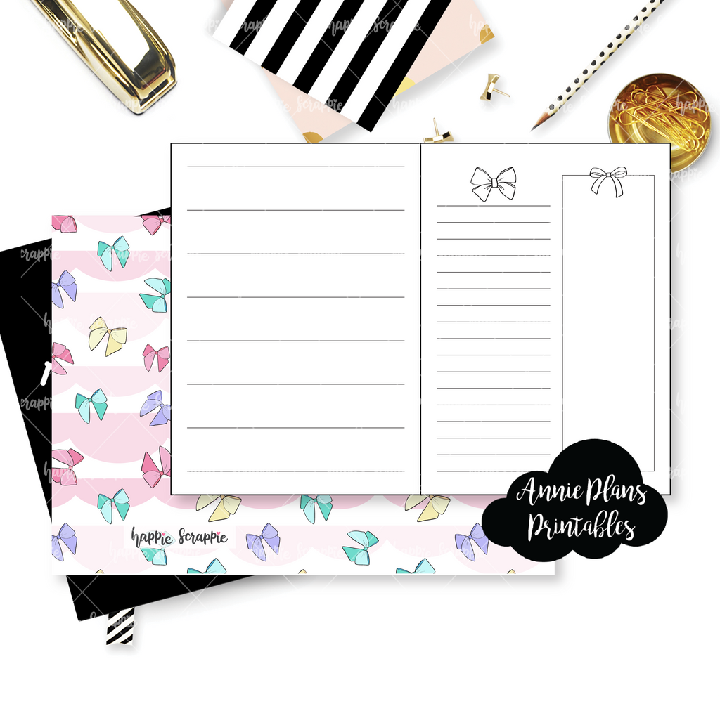 Travel Notebook (TN-Standard) - Bowtiful (Horizontal Weekly) // Collabs with Annie Plans Printables
