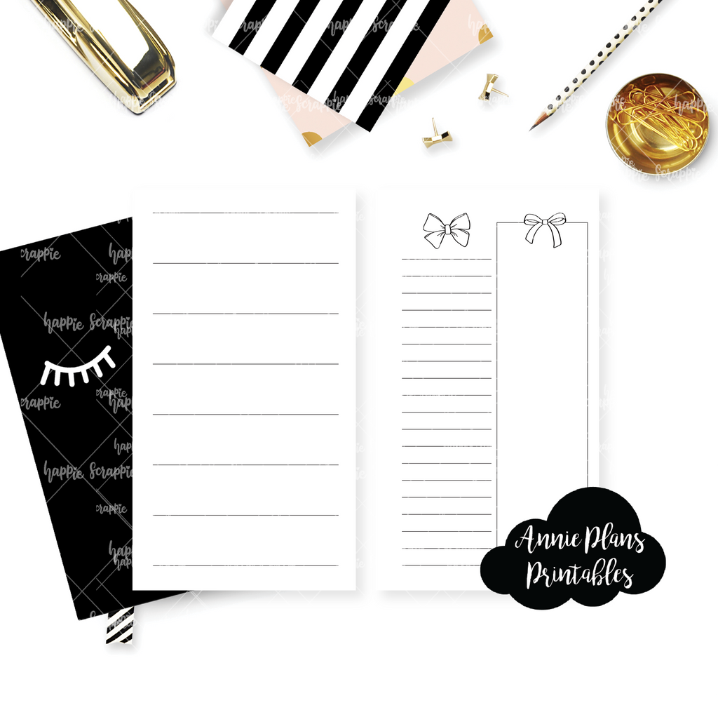 Personal (Rings) Planner Inserts -Bowtiful (Horizontal Weekly) // Collab with Annie Plans PRintable