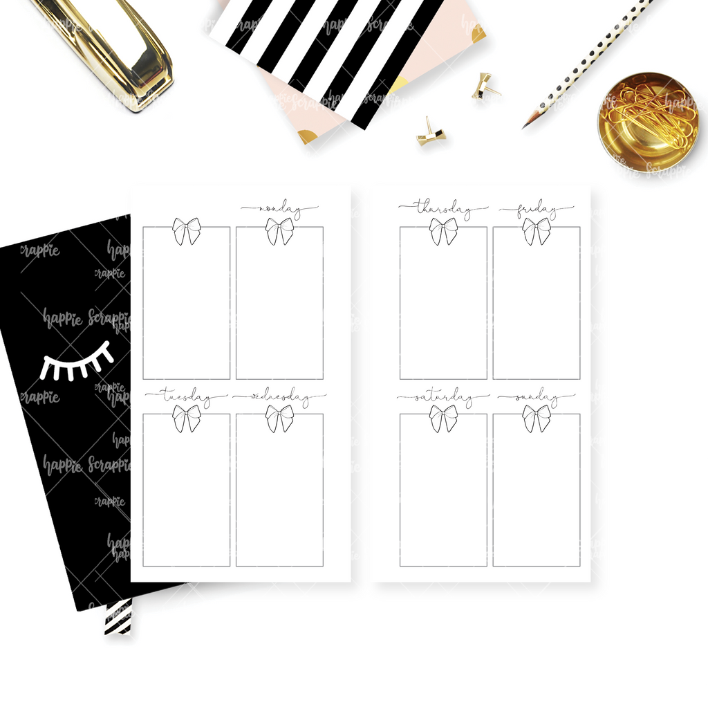 Personal (Rings) Planner Inserts -Bowtiful (Week-On-2-Page)