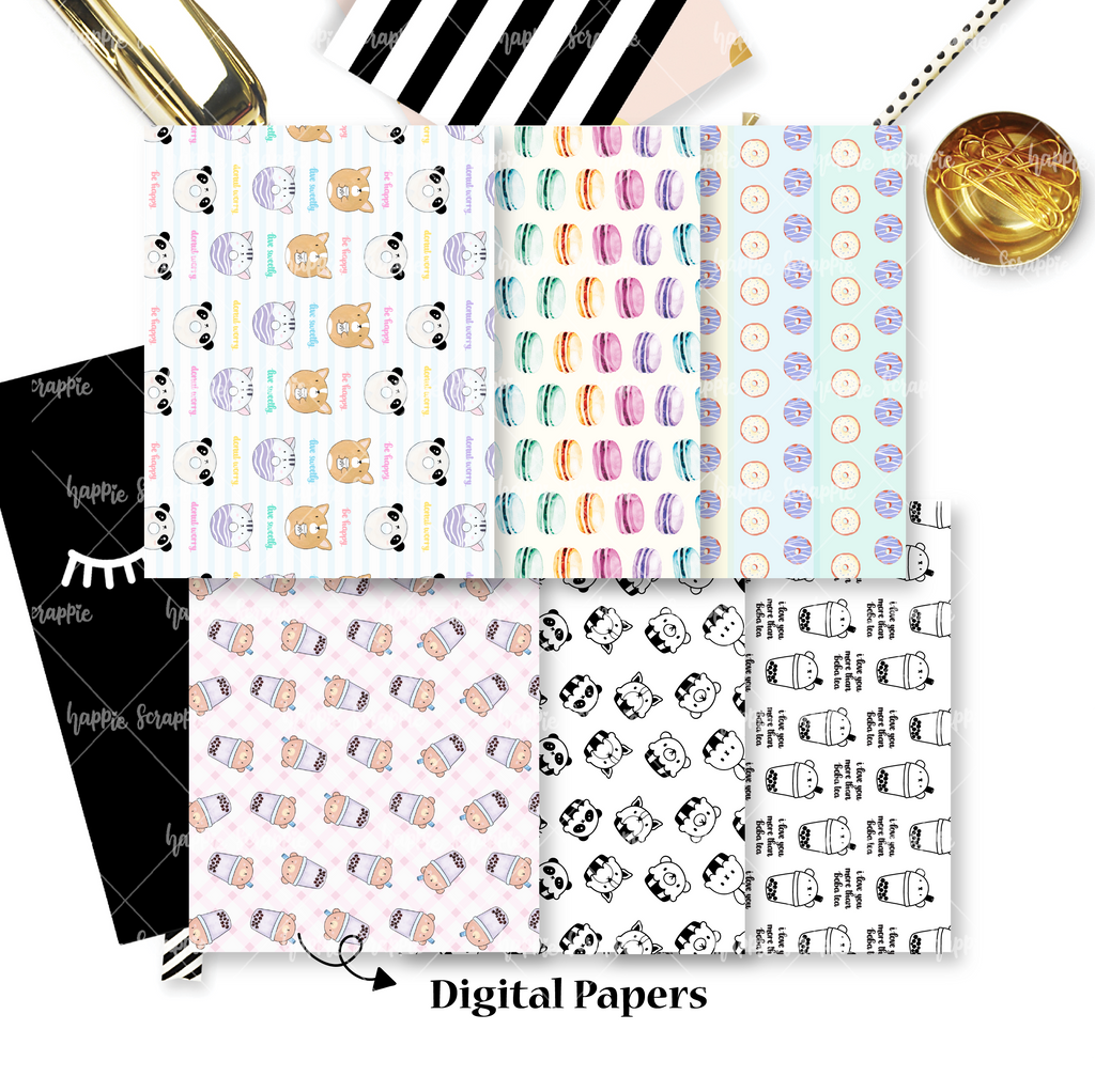 DIGITAL PAPERS - No Physical Product : Tea Party / Dessert Themed Digital Papers