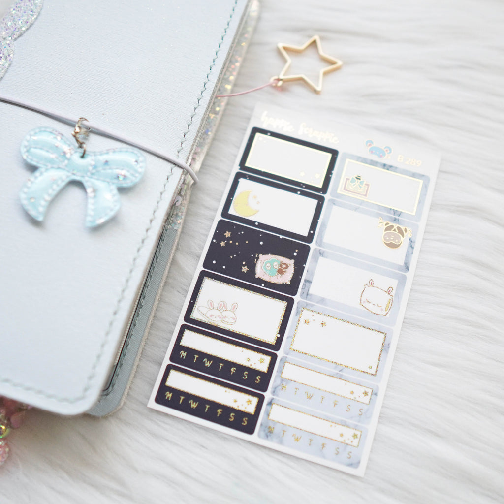 Planner Stickers : Me Time //  Foiled quarter Box & Habit Trackers (B289)