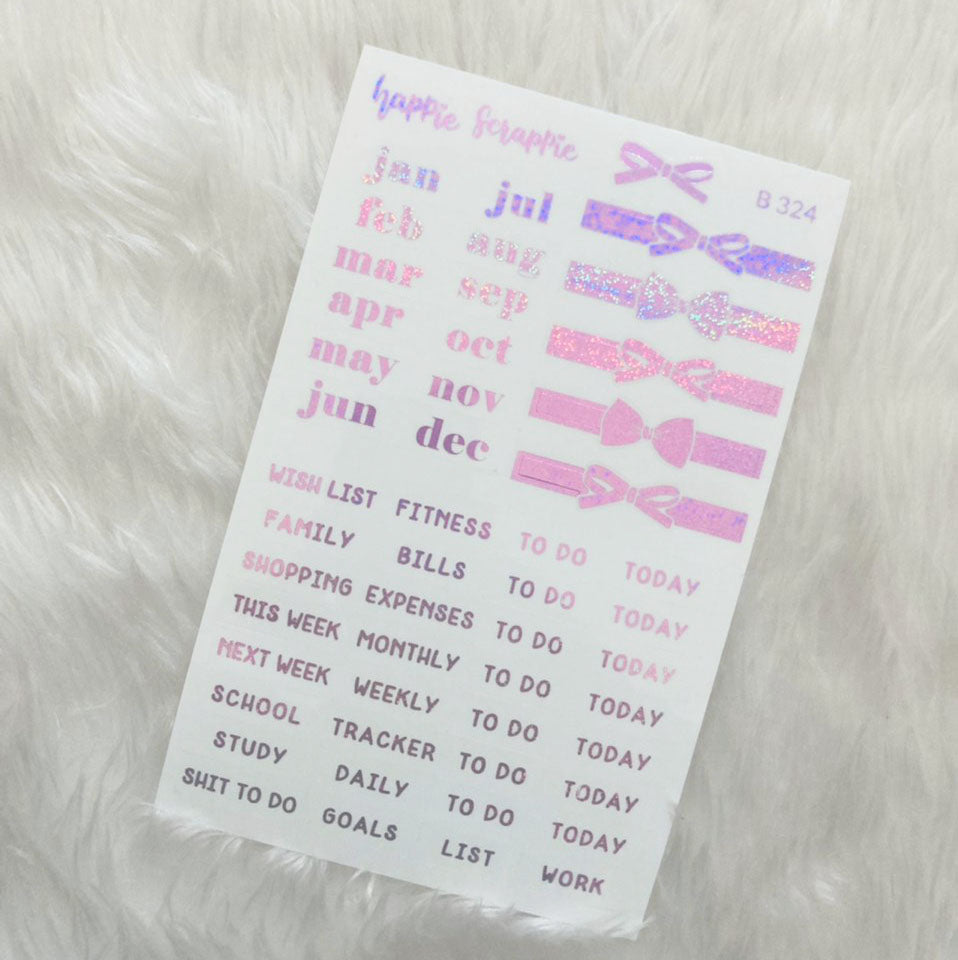 Planner Stickers : Foiled Clear Label Stickers // B324