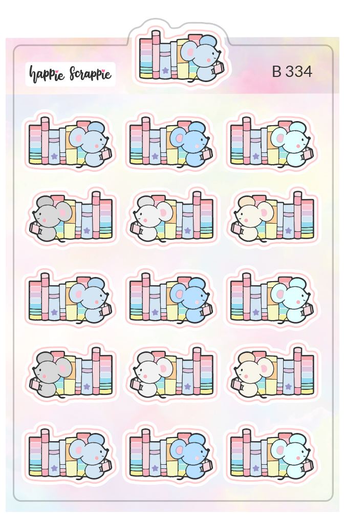 Planner Stickers : Reading Mouse (B334)