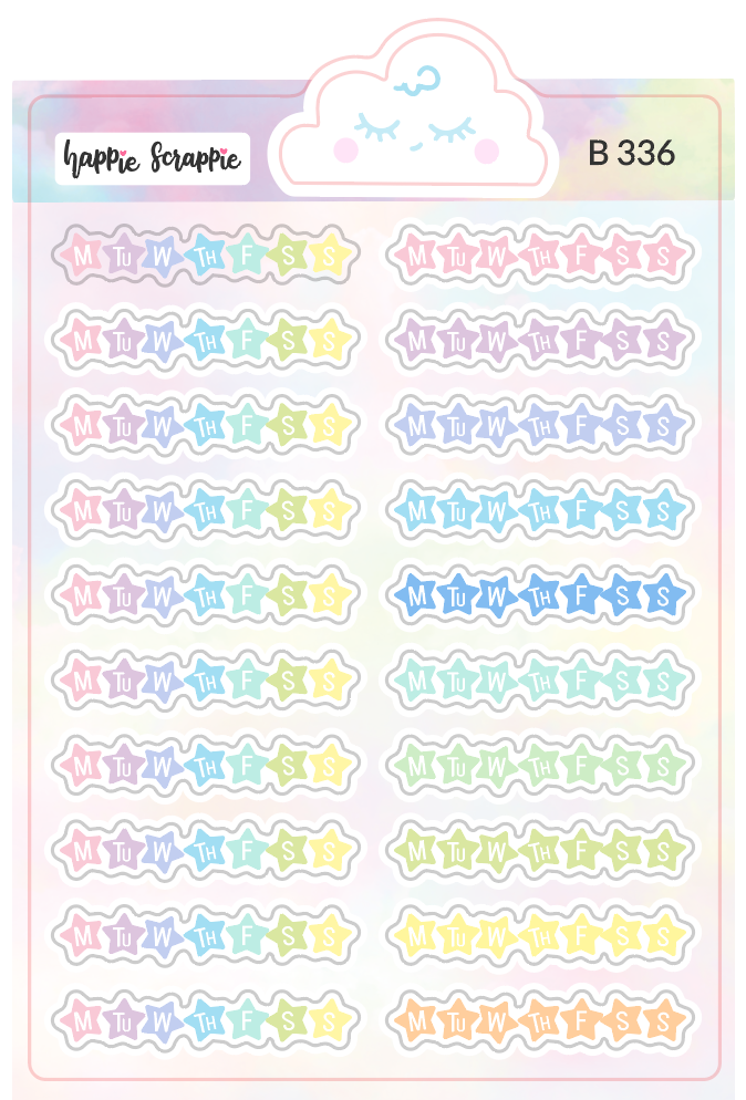 Planner Stickers : Pastel Star Habit Tracker (B336)