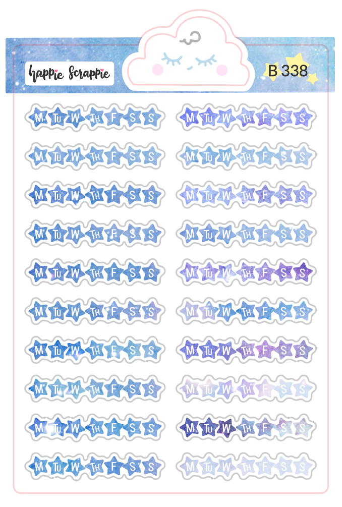 Planner Stickers : Galaxy Star Habit Tracker (B338)