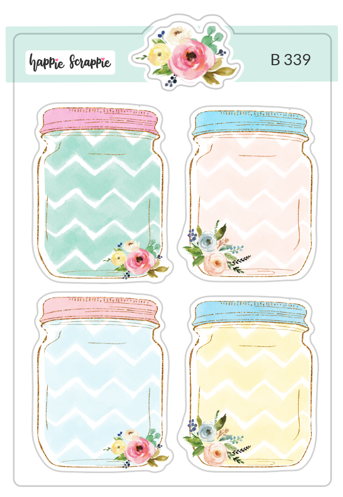 Planner Stickers : Floral Mason Jar Full Box (B339)
