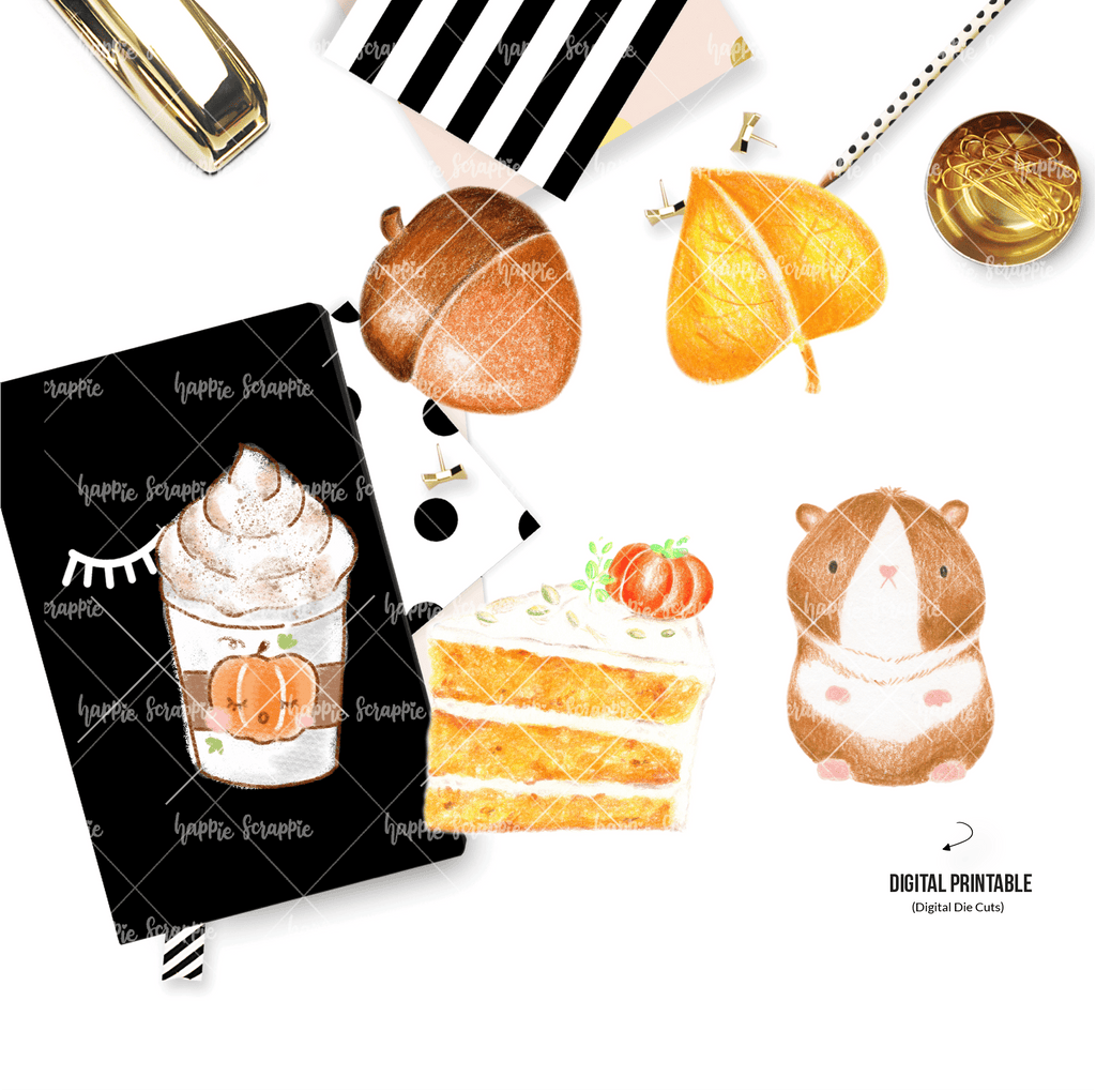 DIGITAL DOWNLOAD! - No Physical Product : Sweater Weather/ Hamster & Pumpkin Spice Latte (Color Pencil Artwork)