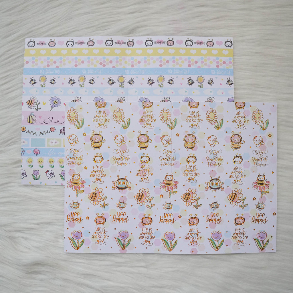 Pattern Papers : Holo Gold Foiled // Bee-YOU-tiful  (Set of 4)