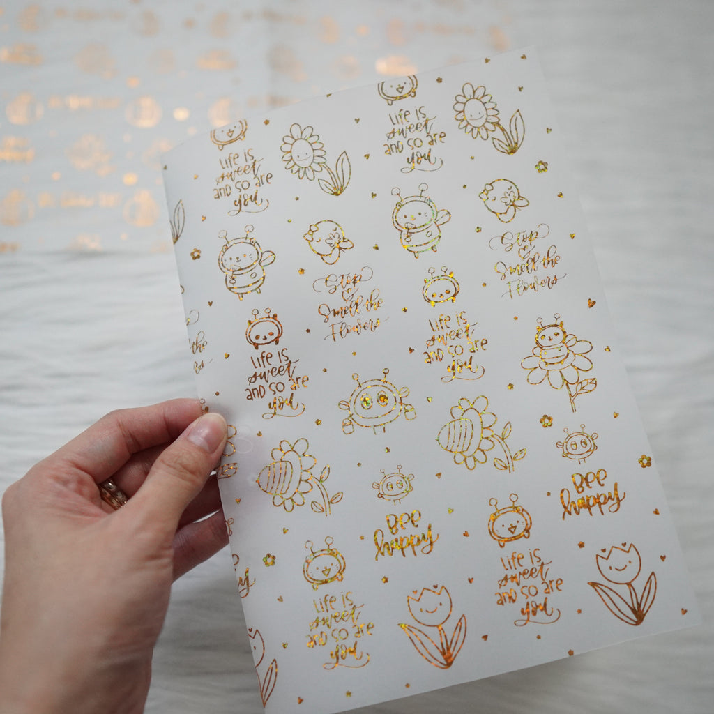 Vellum : Holo Gold Foiled // Bee-YOU-tiful (Set of 2)