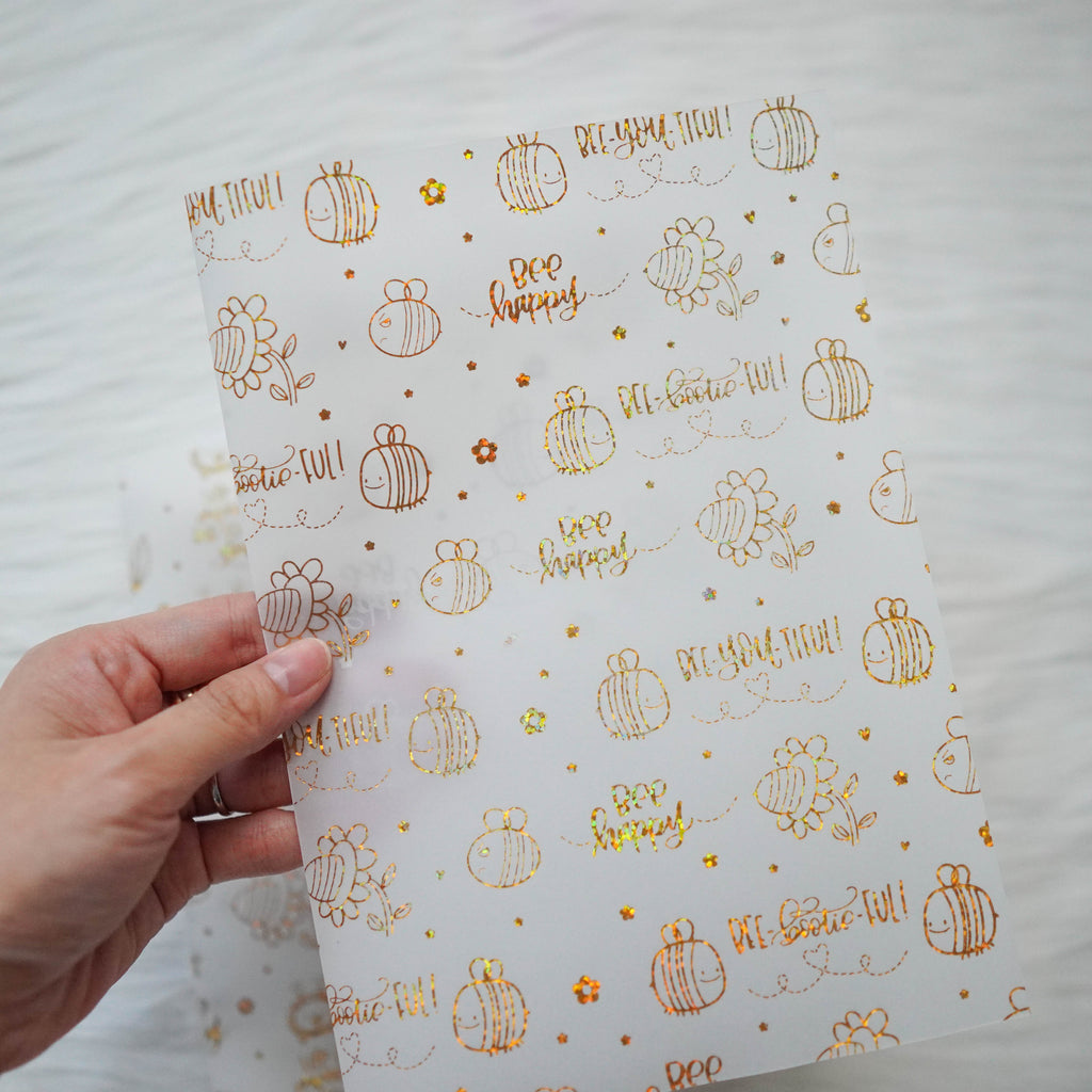 Vellum : Holo Gold Foiled // Bee-YOU-tiful (Set of 2)
